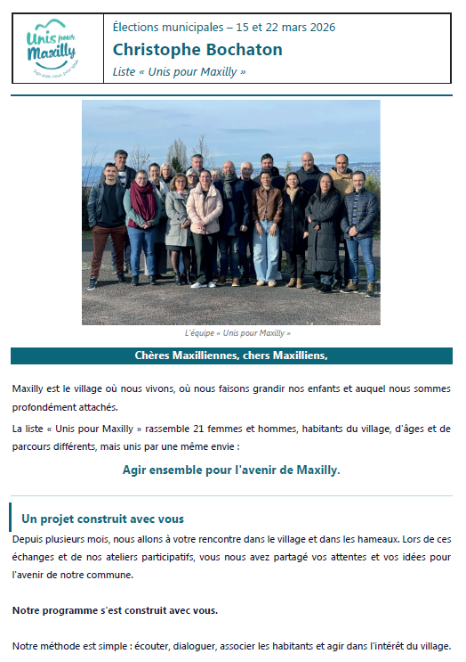 La profession de fois de Unis pour Maxilly